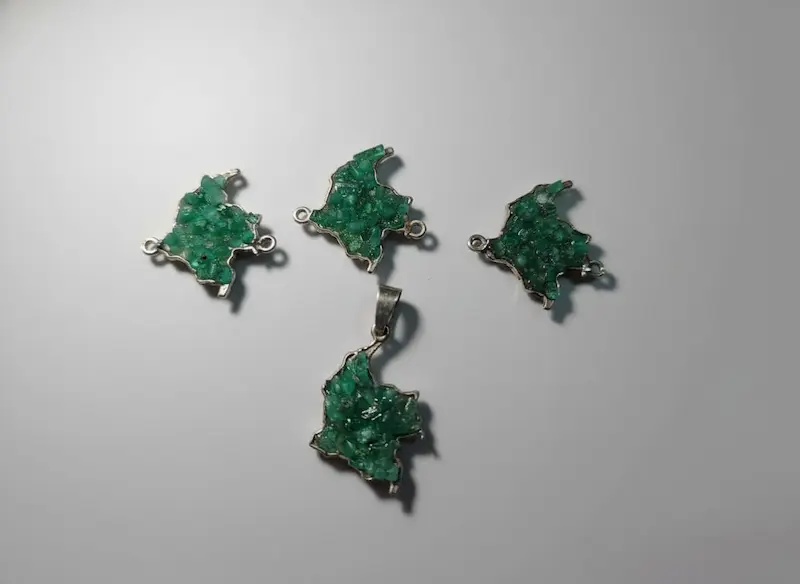 Dije Mapa Esmeralda Colombia - Plata 925 - Imagen 2